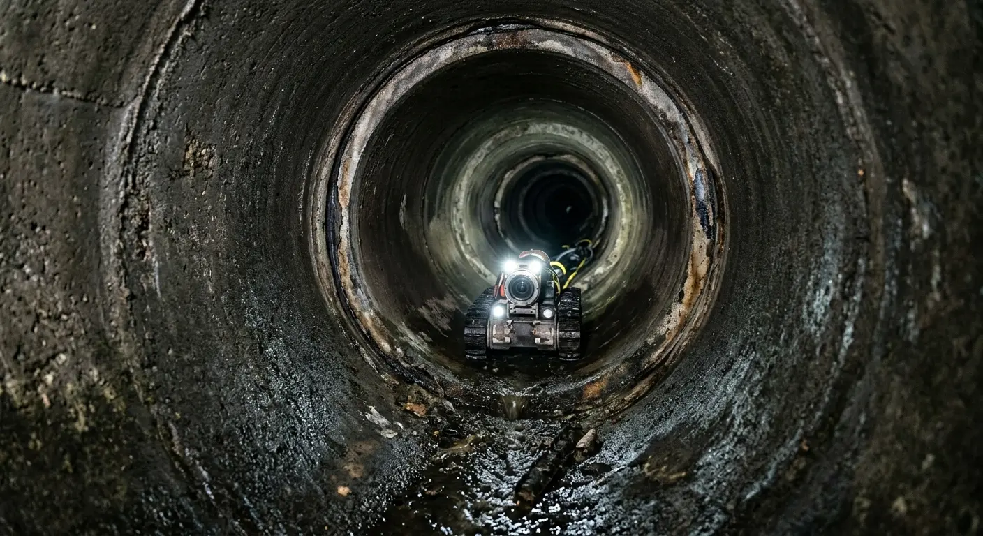 Robotic sewer camera inspecting pipe interior for Drain Snake Service in Norco